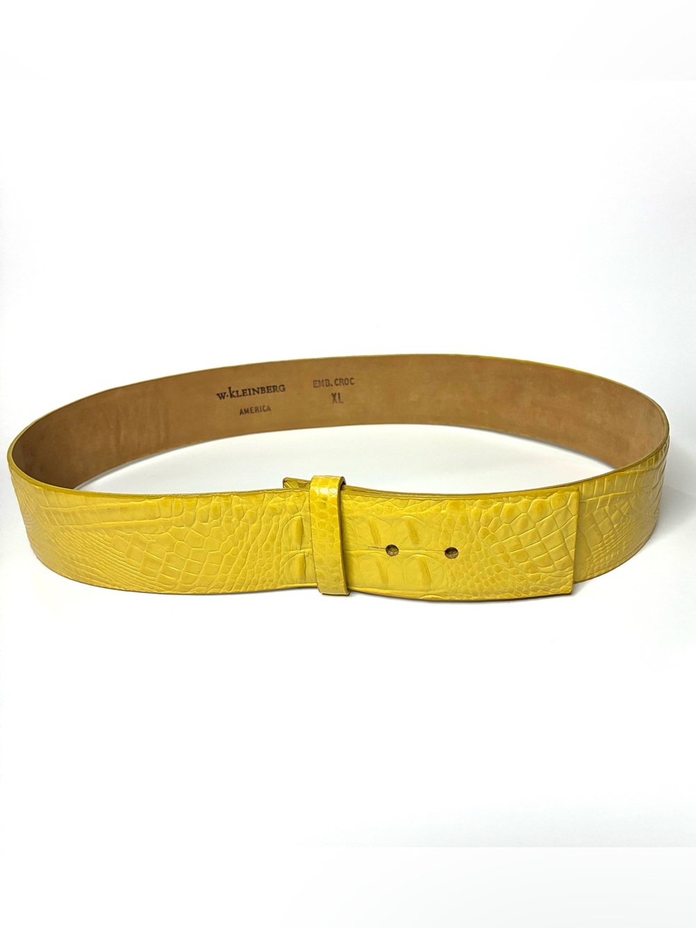 W. Kleinberg America Yellow Embossed Crocodile Leather Belt XL